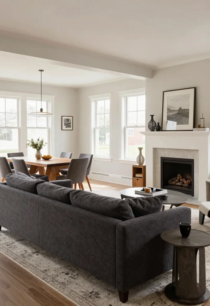 17 Dark Gray Sofa Living Room Ideas Modern and Versatile 8 17 Dark Gray Sofa Living Room Ideas Modern and Versatile - 7. Open Concept Living Spaces 1