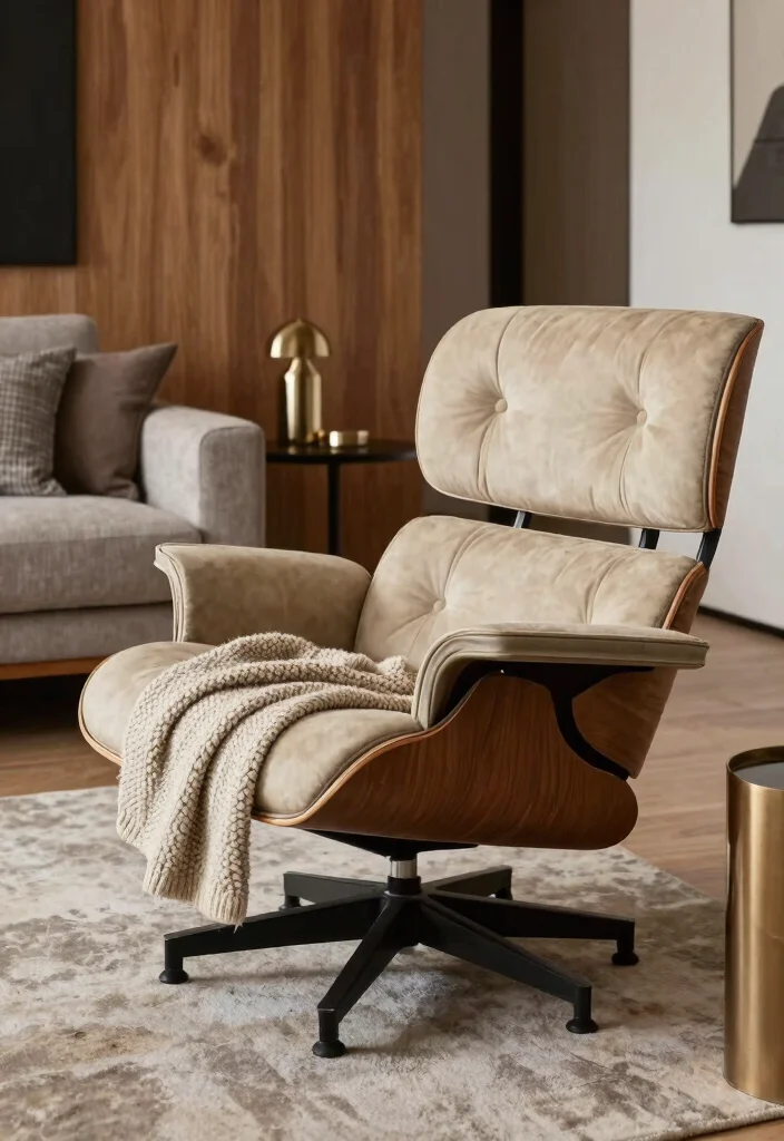 17 Eames Lounge Chair Living Room Ideas: Iconic Modern Comfort 14 17 Eames Lounge Chair Living Room Ideas: Iconic Modern Comfort - 13. Layered Textures 1