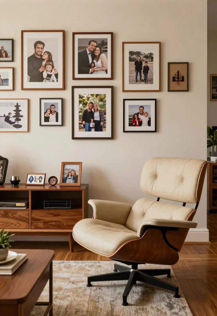 17 Eames Lounge Chair Living Room Ideas: Iconic Modern Comfort 18 17 Eames Lounge Chair Living Room Ideas: Iconic Modern Comfort - 17. Personal Touches and Memories 1