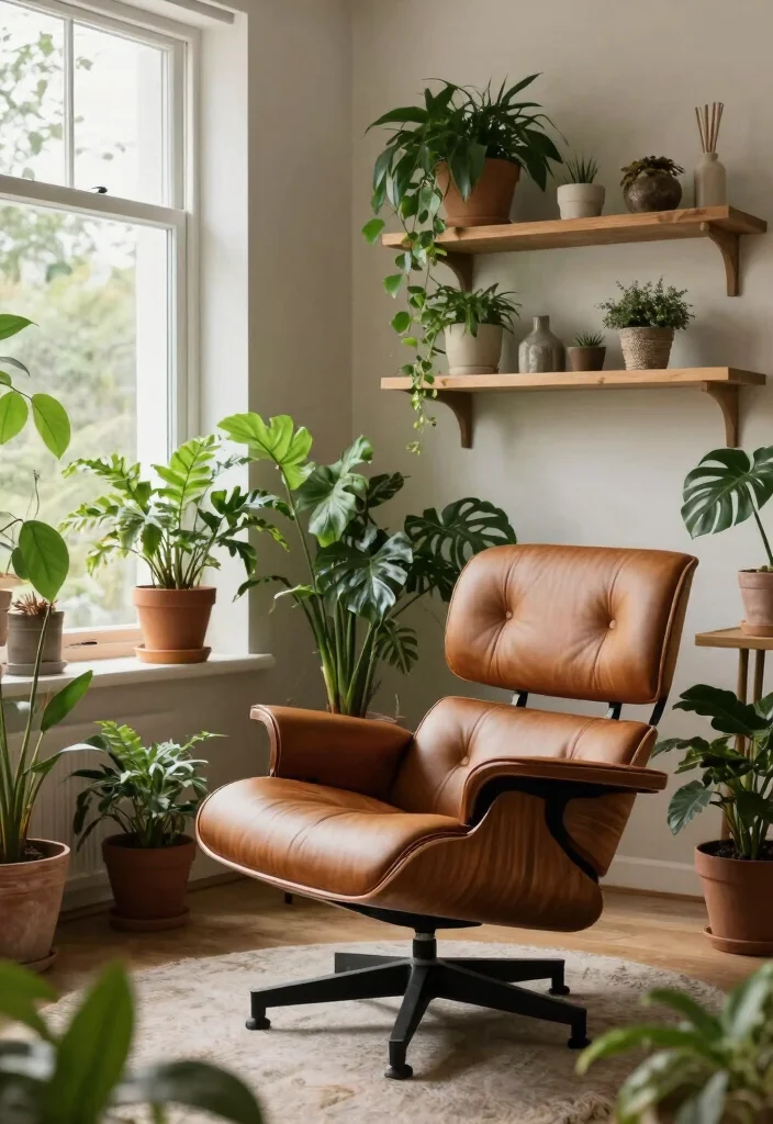 17 Eames Lounge Chair Living Room Ideas: Iconic Modern Comfort 7 17 Eames Lounge Chair Living Room Ideas: Iconic Modern Comfort - 6. Nature-Inspired Decor 1