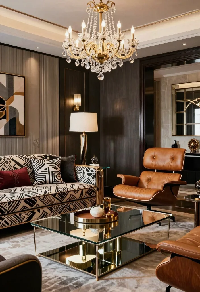 17 Eames Lounge Chair Living Room Ideas: Iconic Modern Comfort 8 17 Eames Lounge Chair Living Room Ideas: Iconic Modern Comfort - 7. Art Deco Charm 1