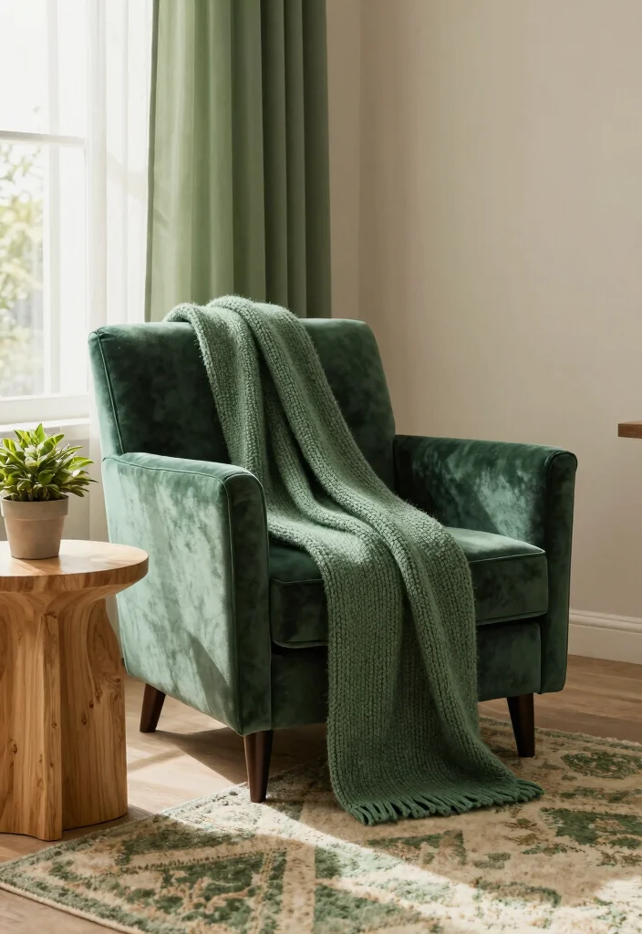 17 Forest Green Living Room Decor Ideas Rich Calm and Trendy 4 17 Forest Green Living Room Decor Ideas Rich Calm and Trendy - 3. Nature-Inspired Textiles 1