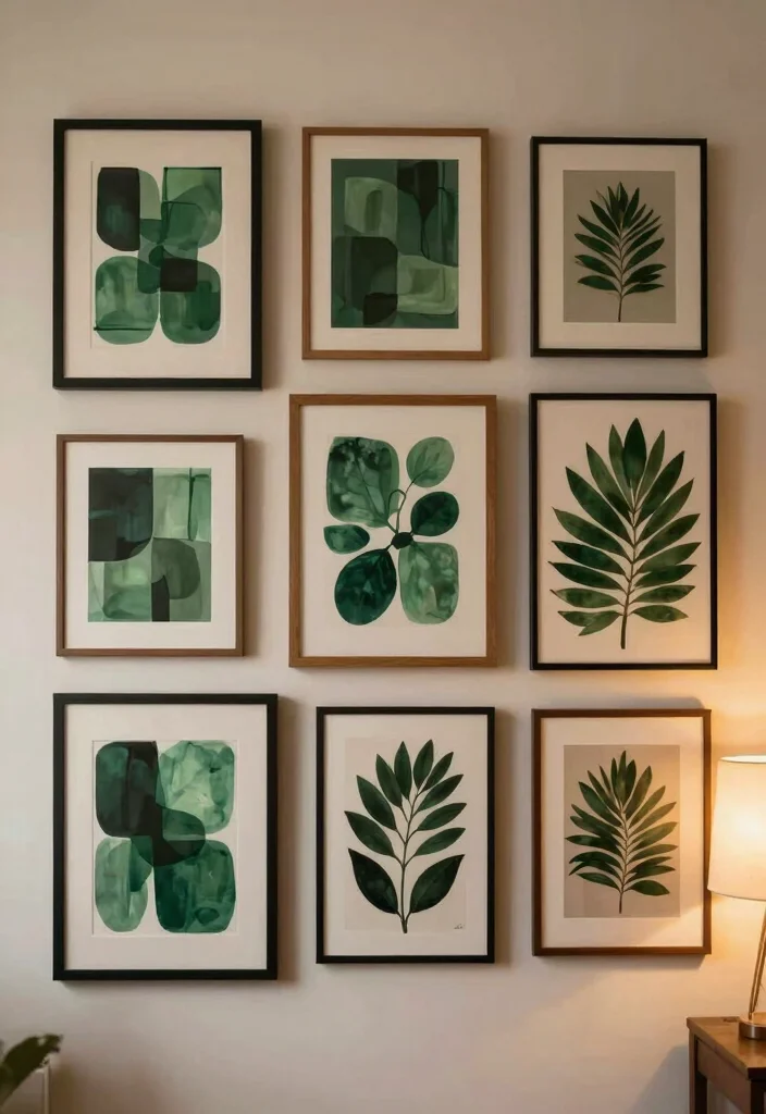 17 Forest Green Living Room Decor Ideas Rich Calm and Trendy 5 17 Forest Green Living Room Decor Ideas Rich Calm and Trendy - 4. Green Wall Art 1