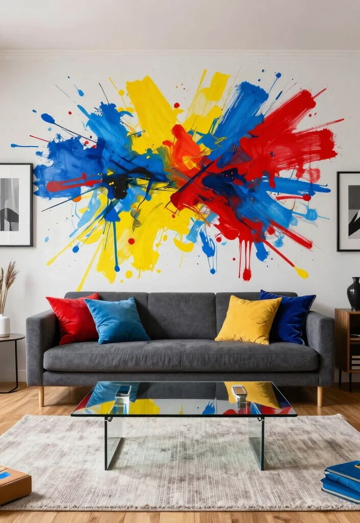 17 Living Room Wall Mural Ideas Artistic Statement Decor - 2. Artistic Abstracts 1