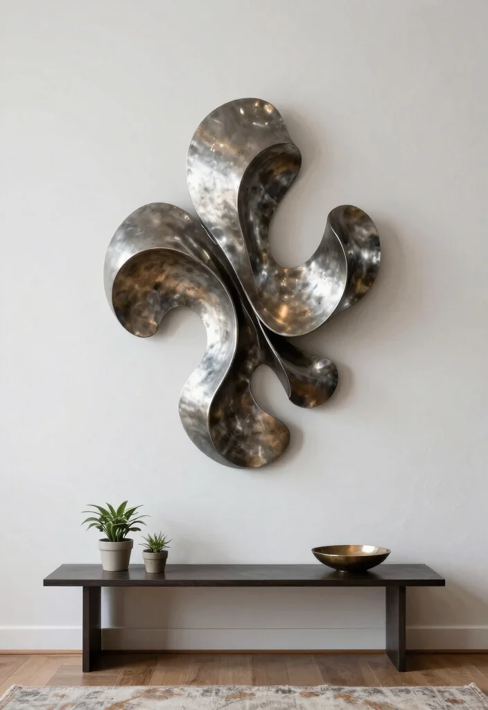 17 Metal Wall Decor Living Room Ideas: Modern Industrial Edge 2 17 Metal Wall Decor Living Room Ideas: Modern Industrial Edge - 1. Abstract Metal Sculptures 1