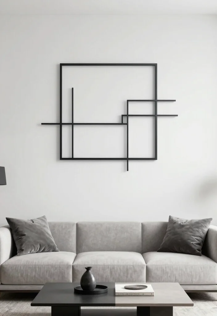 17 Metal Wall Decor Living Room Ideas: Modern Industrial Edge 11 17 Metal Wall Decor Living Room Ideas: Modern Industrial Edge - 10. Minimalist Metal Art 1