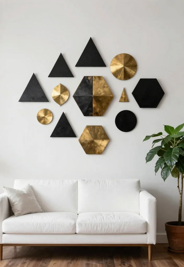 17 Metal Wall Decor Living Room Ideas: Modern Industrial Edge 3 17 Metal Wall Decor Living Room Ideas: Modern Industrial Edge - 2. Geometric Wall Art 1