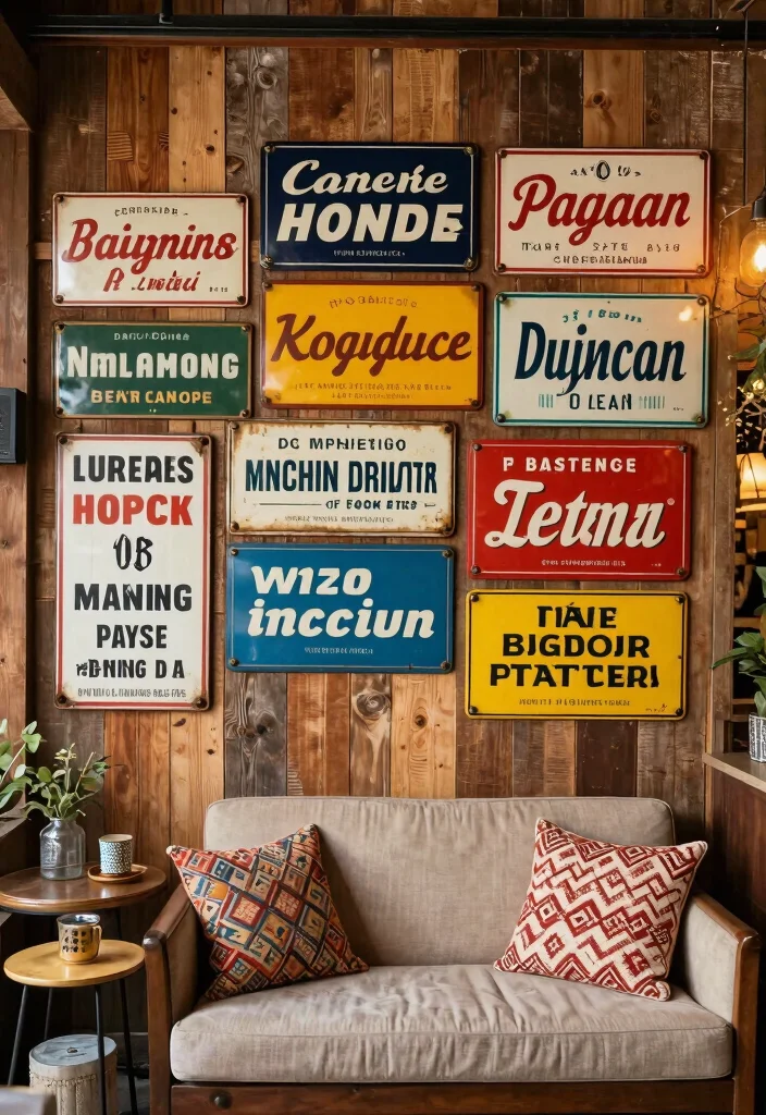 17 Metal Wall Decor Living Room Ideas: Modern Industrial Edge 4 17 Metal Wall Decor Living Room Ideas: Modern Industrial Edge - 3. Vintage Metal Signs 1