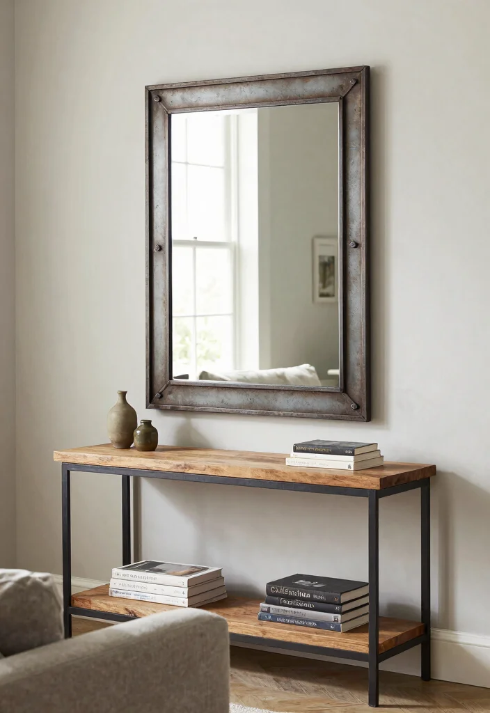 17 Metal Wall Decor Living Room Ideas: Modern Industrial Edge 5 17 Metal Wall Decor Living Room Ideas: Modern Industrial Edge - 4. Industrial Mirror Frames 1