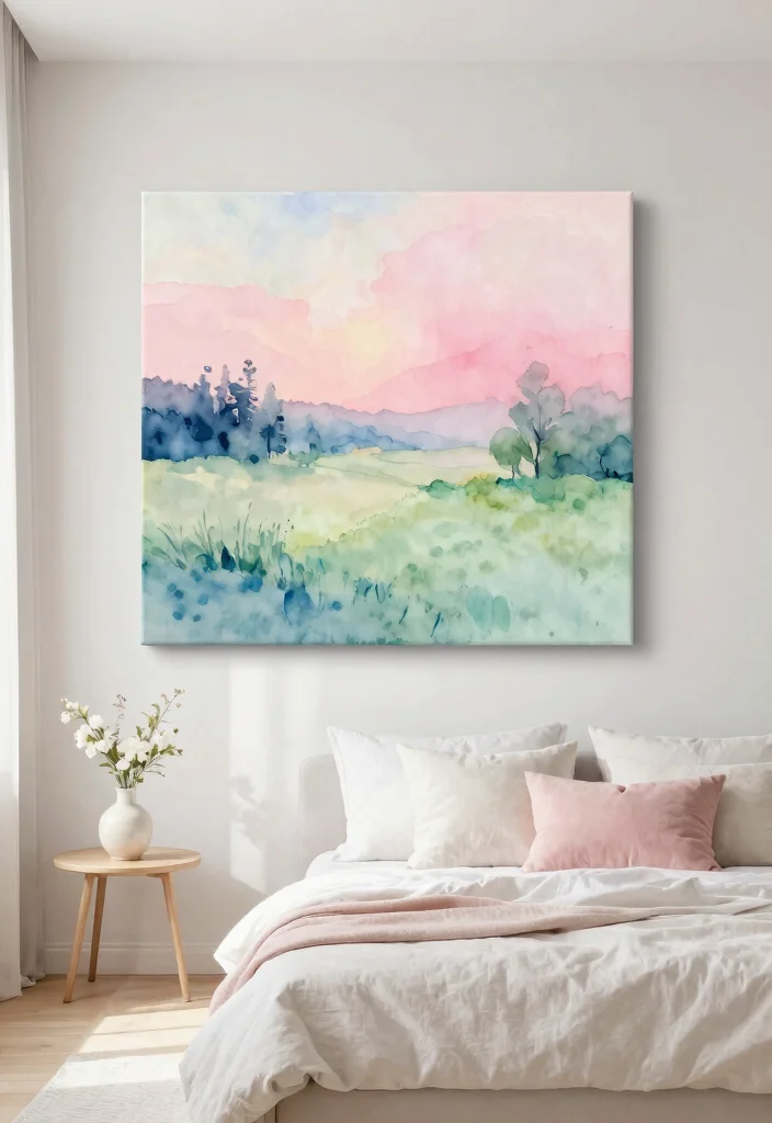 17 Painting Ideas on Canvas for Bedroom Artistic Touch 8 17 Painting Ideas on Canvas for Bedroom Artistic Touch - 7. Soft Watercolors 1