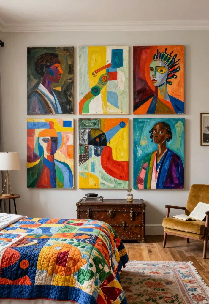 17 Painting Ideas on Canvas for Bedroom Artistic Touch 9 17 Painting Ideas on Canvas for Bedroom Artistic Touch - 8. Eclectic Collage 1