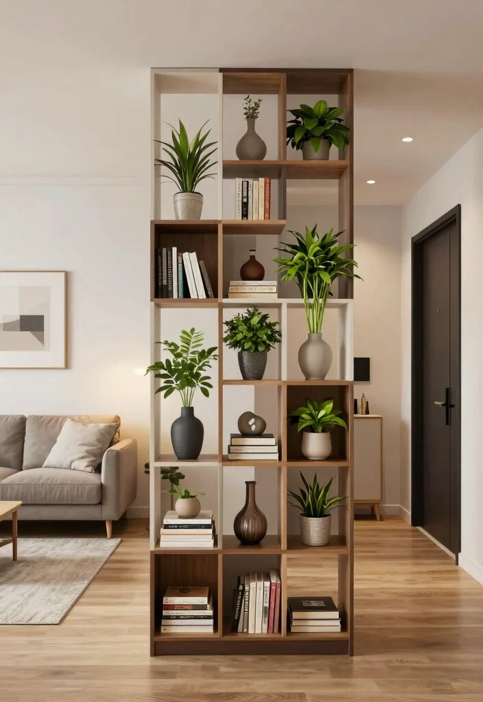 17 Partition Wall Living Room Entrance Ideas Smart Zoning 8 17 Partition Wall Living Room Entrance Ideas Smart Zoning - 7. Creative Room Divider Shelves 1