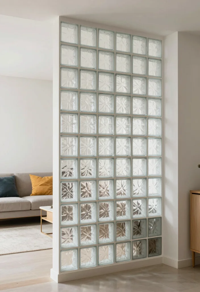17 Partition Wall Living Room Entrance Ideas Smart Zoning 10 17 Partition Wall Living Room Entrance Ideas Smart Zoning - 9. Minimalist Glass Block Wall 1