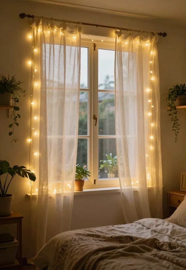17 Small Cozy Bedroom Ideas Fairy Lights Room Decor Magic - 6. Window Frame Magic 1