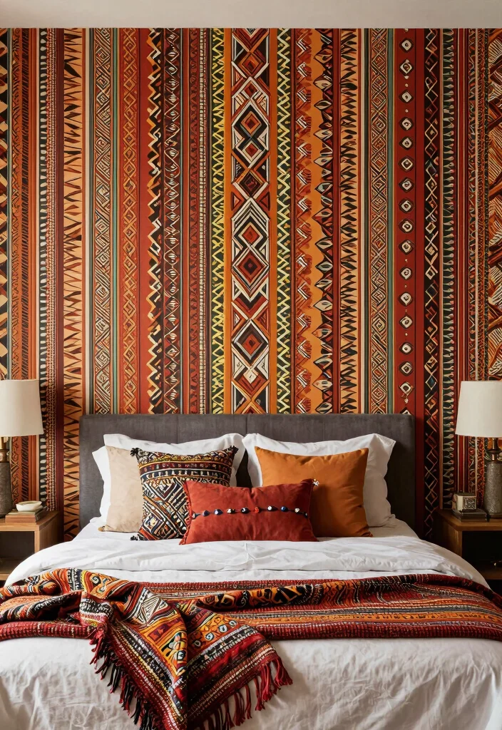 18 Bedroom Back Wall Design Ideas: Stylish Focal Points 19 18 Bedroom Back Wall Design Ideas: Stylish Focal Points - 18. Ethnic Patterns 1