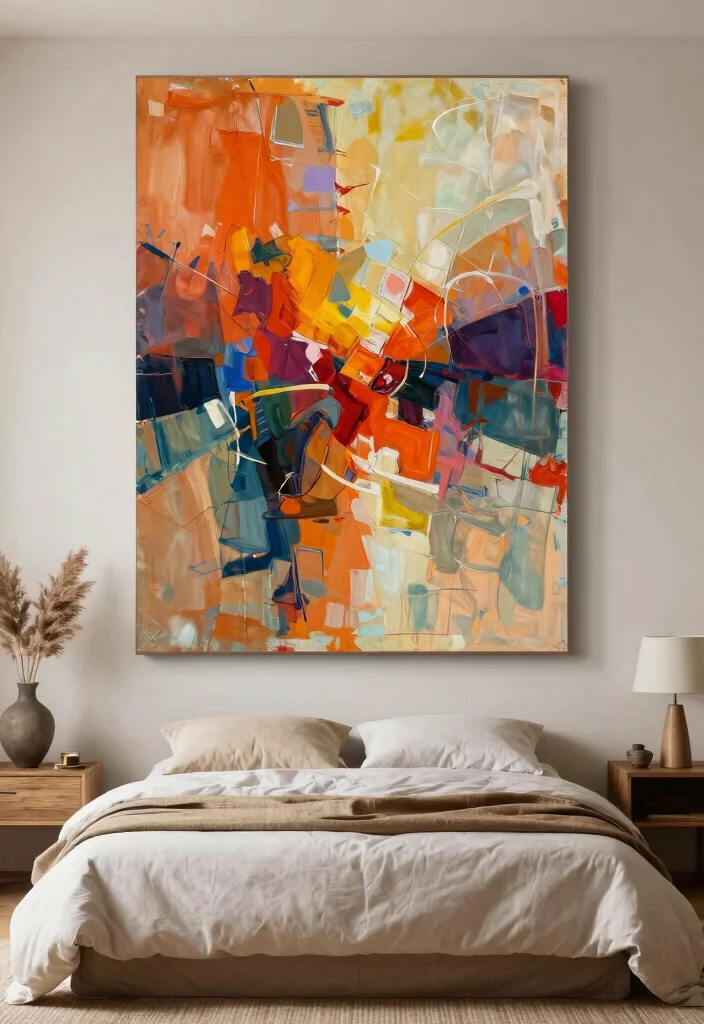 18 Bedroom Back Wall Design Ideas: Stylish Focal Points 8 18 Bedroom Back Wall Design Ideas: Stylish Focal Points - 7. Large-Scale Art Pieces 1