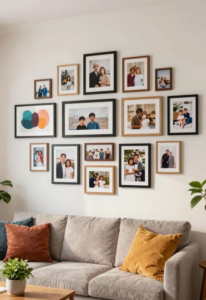 18 Blank Wall Ideas for a Stunning Living Room 2 18 Blank Wall Ideas for a Stunning Living Room - 1. Gallery Wall of Personal Memories 1
