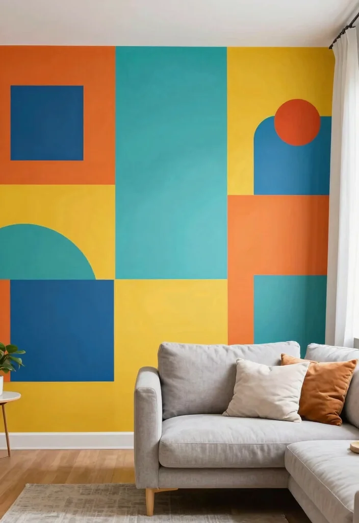 18 Blank Wall Ideas for a Stunning Living Room 17 18 Blank Wall Ideas for a Stunning Living Room - 16. Bold Color Blocks 1