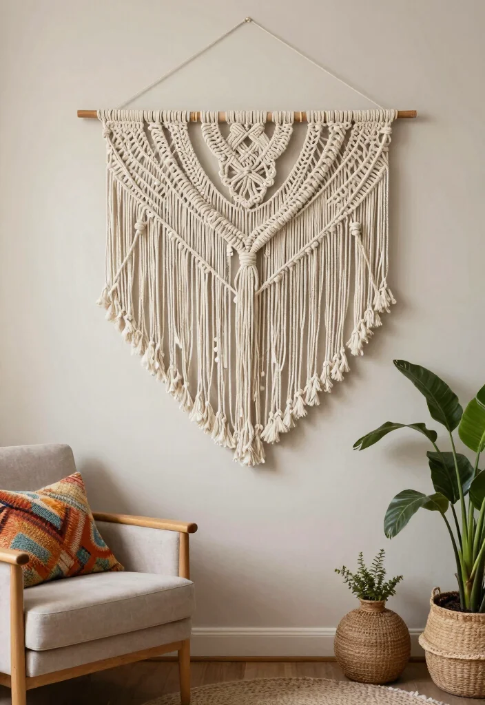 18 Blank Wall Ideas for a Stunning Living Room 6 18 Blank Wall Ideas for a Stunning Living Room - 5. DIY Macramé Wall Hangings 1