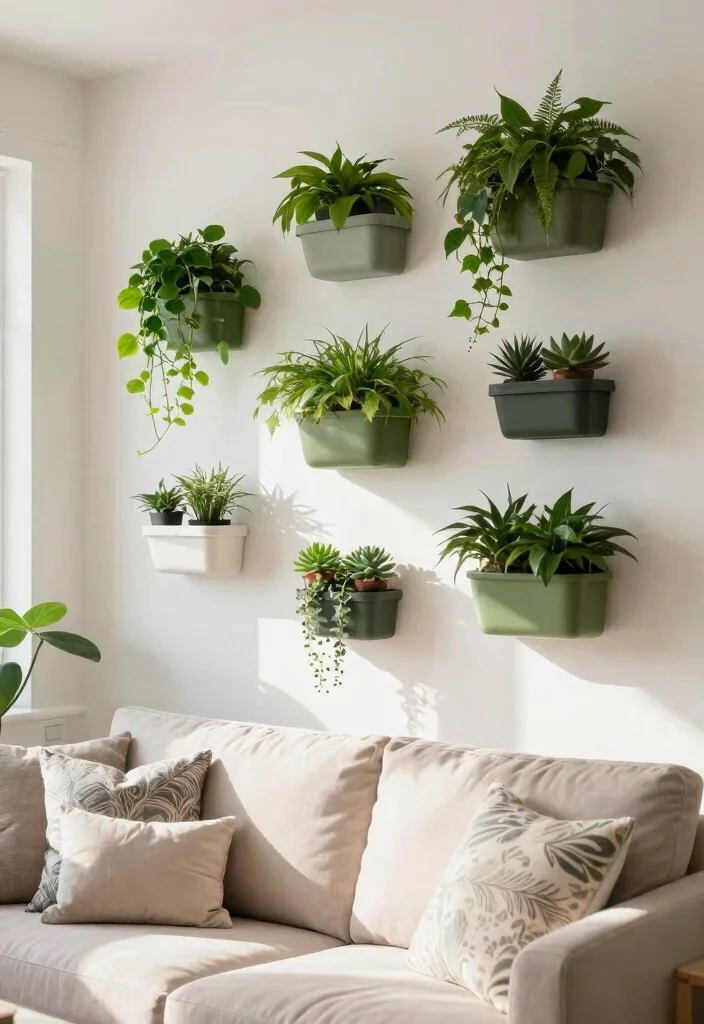 18 Blank Wall Ideas for a Stunning Living Room 7 18 Blank Wall Ideas for a Stunning Living Room - 6. Wall-mounted Planters 1