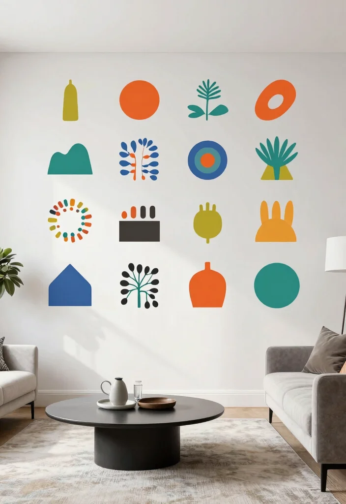 18 Blank Wall Ideas for a Stunning Living Room 8 18 Blank Wall Ideas for a Stunning Living Room - 7. Creative Decal Artwork 1
