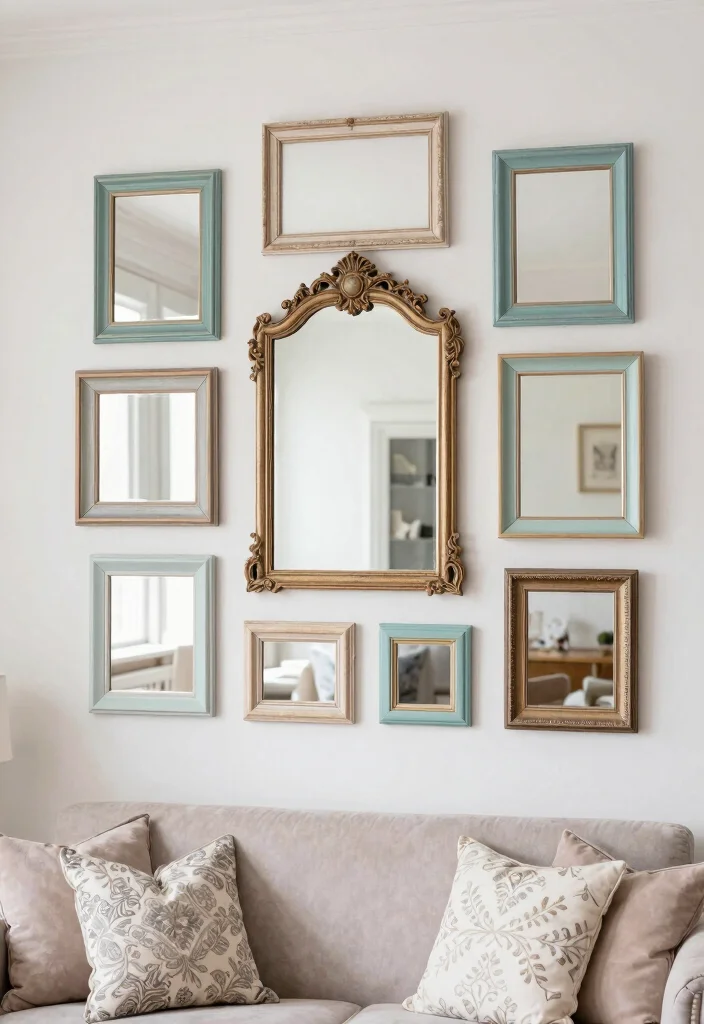 18 Blank Wall Ideas for a Stunning Living Room 9 18 Blank Wall Ideas for a Stunning Living Room - 8. Repurposed Frames and Mirrors 1