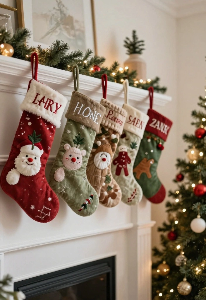 18 Living Room Xmas Decor Ideas Cozy Festive Magic 16 18 Living Room Xmas Decor Ideas Cozy Festive Magic - 15. Personalized Stockings 1