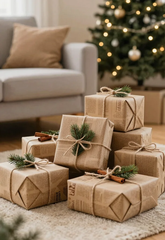 18 Living Room Xmas Decor Ideas Cozy Festive Magic 6 18 Living Room Xmas Decor Ideas Cozy Festive Magic - 5. Sustainable Wrapping Ideas 1