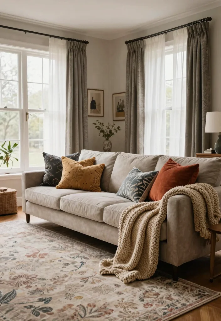 18 Two Story Living Room Wall Decor Ideas for Grand Scale Impact 12 18 Two Story Living Room Wall Decor Ideas for Grand Scale Impact - 11. Layered Textiles 1