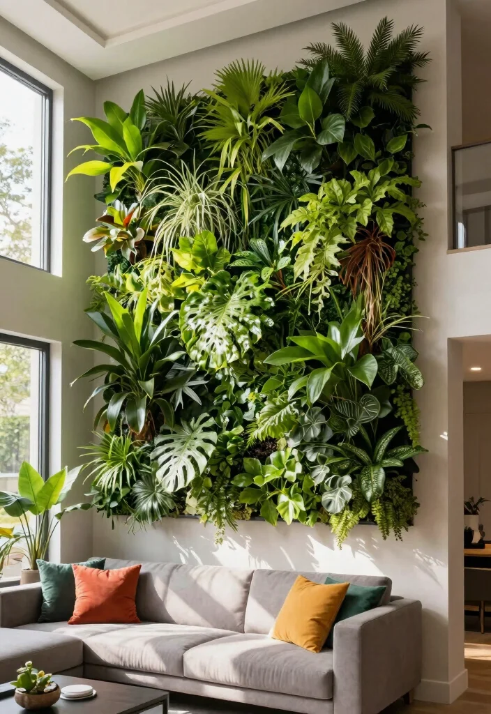 18 Two Story Living Room Wall Decor Ideas for Grand Scale Impact 4 18 Two Story Living Room Wall Decor Ideas for Grand Scale Impact - 3. Vertical Gardens 1
