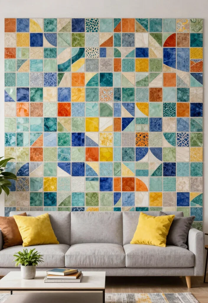 18 Wall Ideas for Living Room That Transform the Space 12 18 Wall Ideas for Living Room That Transform the Space - 11. Eco-Friendly Tile Mosaics 1