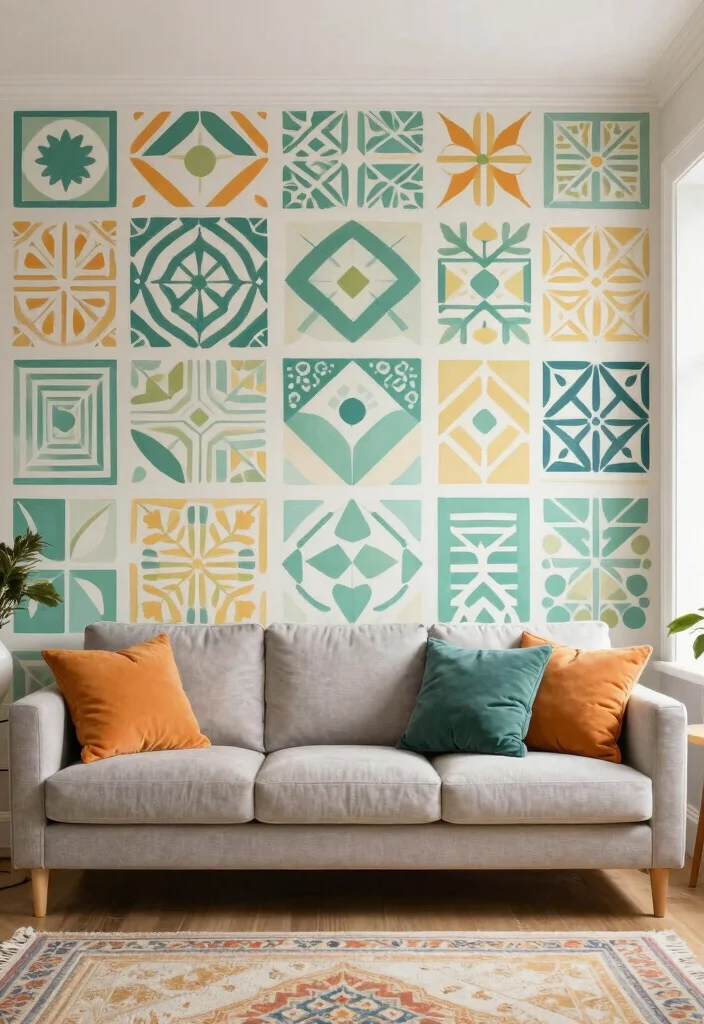 18 Wall Ideas for Living Room That Transform the Space 16 18 Wall Ideas for Living Room That Transform the Space - 15. Stenciled Wall Designs 1
