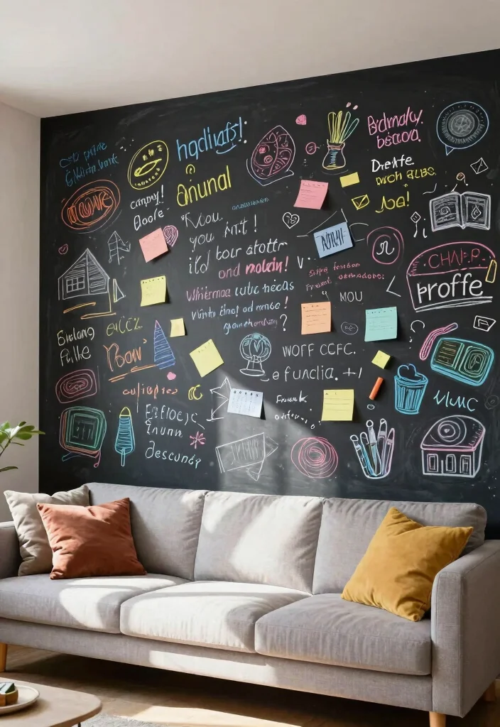 18 Wall Ideas for Living Room That Transform the Space 19 18 Wall Ideas for Living Room That Transform the Space - 18. Interactive Wall with Chalk or Whiteboard Sections 1