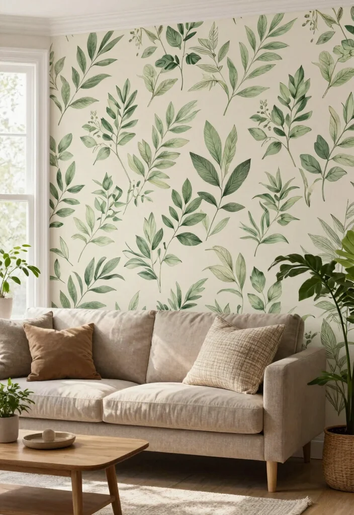 18 Wall Ideas for Living Room That Transform the Space 4 18 Wall Ideas for Living Room That Transform the Space - 3. Eco-Friendly Wallpaper 1