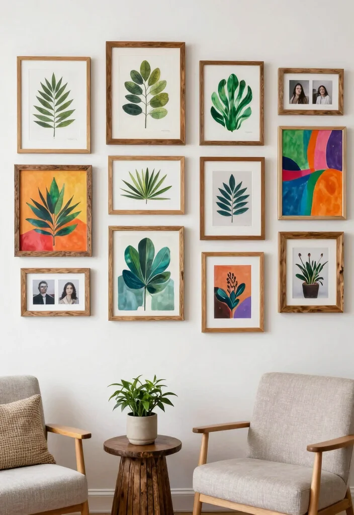 18 Wall Ideas for Living Room That Transform the Space 5 18 Wall Ideas for Living Room That Transform the Space - 4. Gallery Wall with Sustainable Art 1
