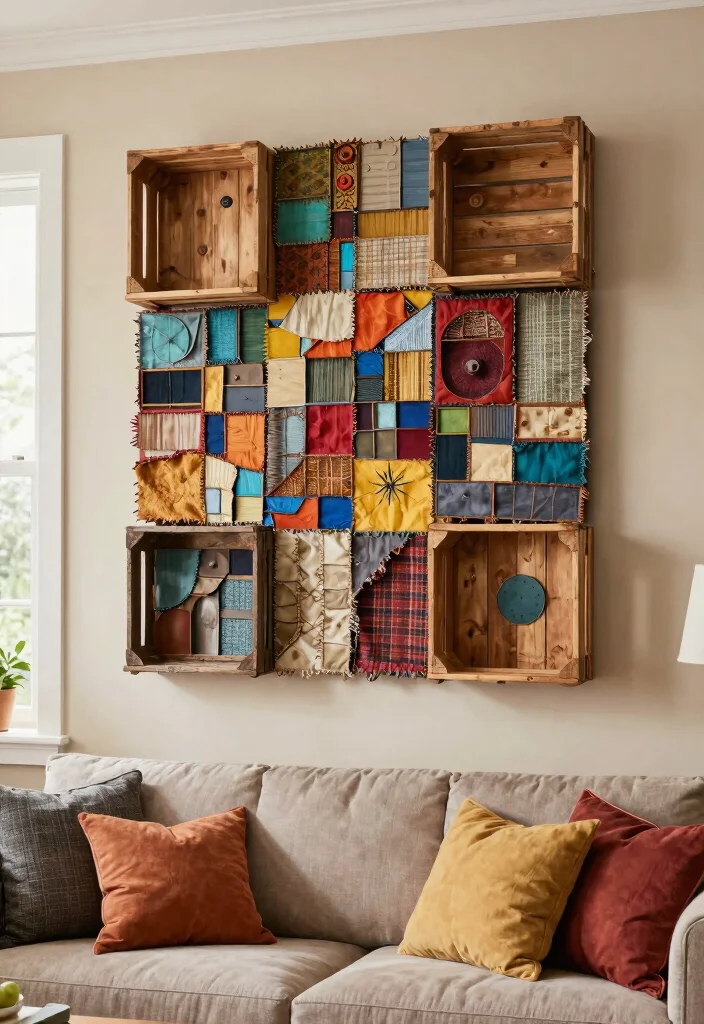 18 Wall Ideas for Living Room That Transform the Space 7 18 Wall Ideas for Living Room That Transform the Space - 6. Upcycled Material Wall Art 1