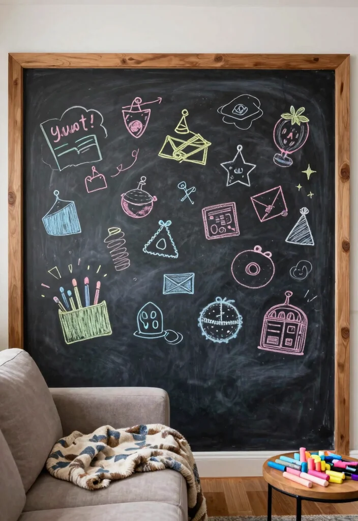 18 Wall Ideas for Living Room That Transform the Space 9 18 Wall Ideas for Living Room That Transform the Space - 8. Chalkboard Paint Feature Wall 1