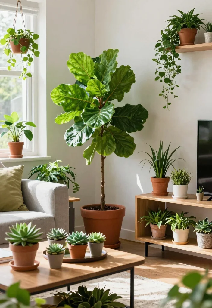 19 Decor Living Room Ideas: Easy Ways to Refresh Your Space 14 19 Decor Living Room Ideas: Easy Ways to Refresh Your Space - 13. Freshen Up with Greenery 1
