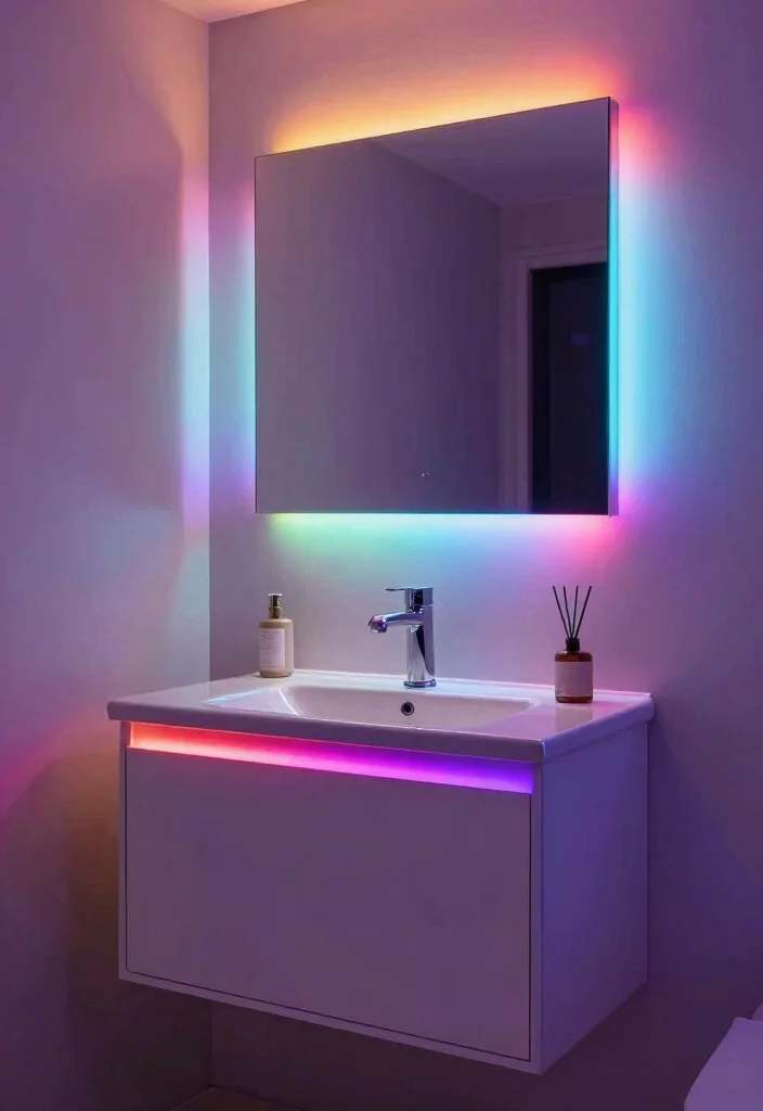 12 Bathroom Ceiling Lighting Ideas That Brighten Without Glare 12 12 Bathroom Ceiling Lighting Ideas That Brighten Without Glare - 11. Colorful LED Strip Lights 1