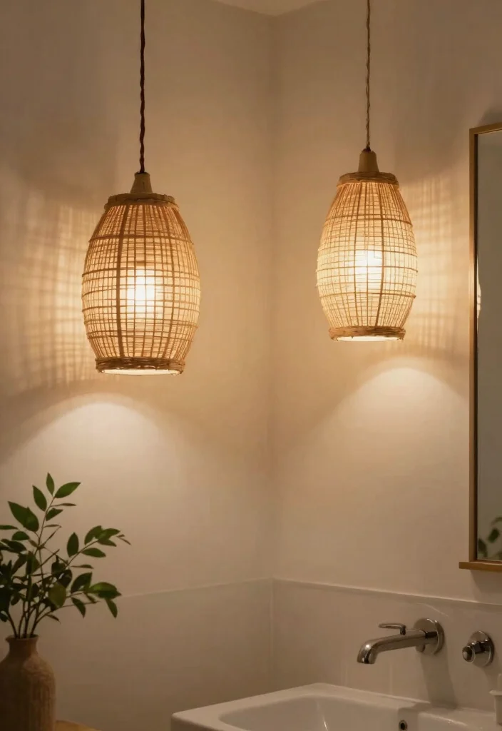 12 Bathroom Ceiling Lighting Ideas That Brighten Without Glare 9 12 Bathroom Ceiling Lighting Ideas That Brighten Without Glare - 8. Natural Fiber Light Fixtures 1