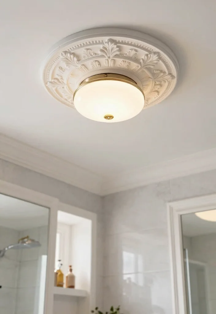 12 Bathroom Ceiling Lighting Ideas That Brighten Without Glare 10 12 Bathroom Ceiling Lighting Ideas That Brighten Without Glare - 9. Decorative Ceiling Medallions 1