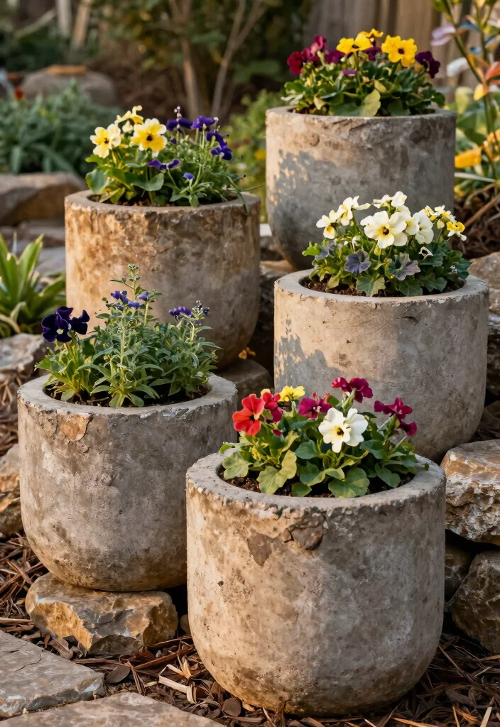 12 Concrete Planter Boxes That Don't Crack in Winter Freeze 3 12 Concrete Planter Boxes That Don't Crack in Winter Freeze - 2. Rustic Textured Concrete Planters 1