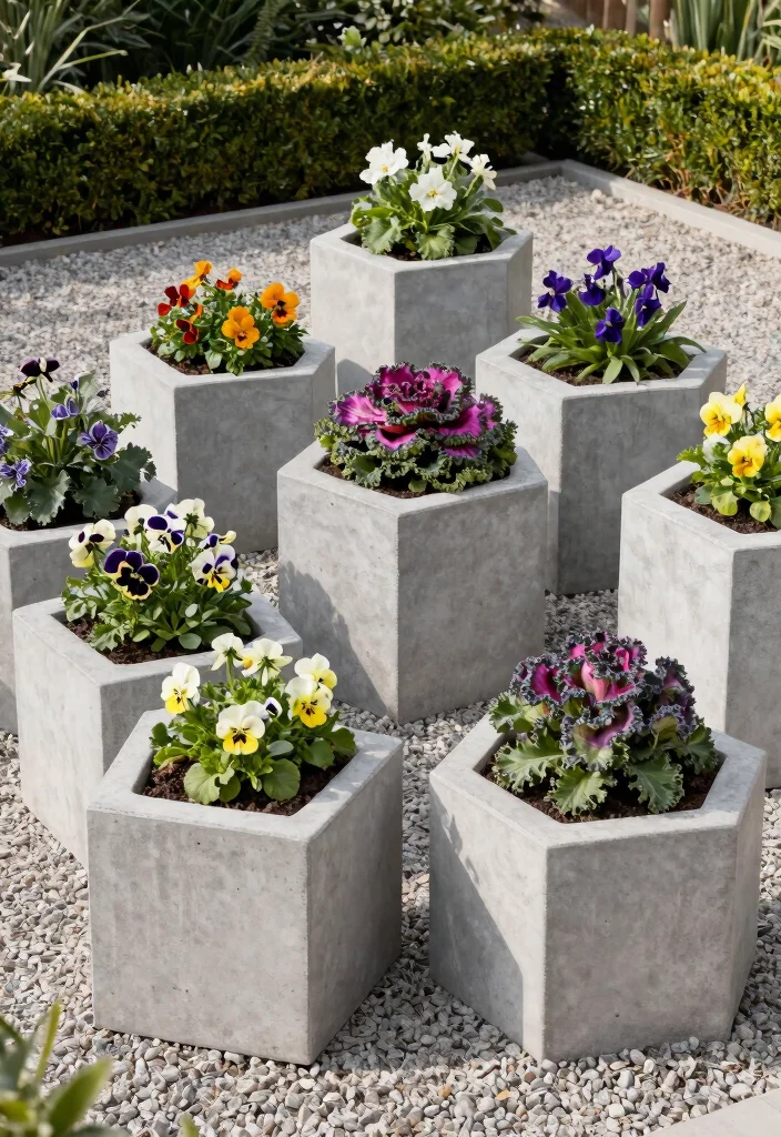 12 Concrete Planter Boxes That Don't Crack in Winter Freeze 4 12 Concrete Planter Boxes That Don't Crack in Winter Freeze - 3. Geometric Concrete Planter Boxes 1