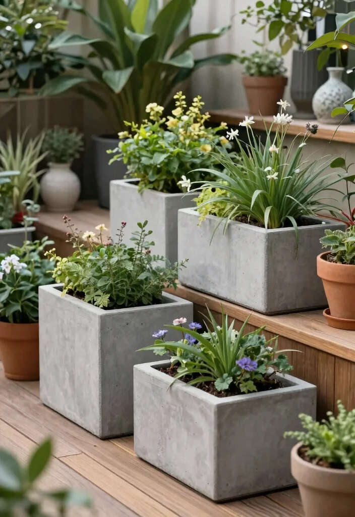 12 Concrete Planter Boxes That Don't Crack in Winter Freeze 8 12 Concrete Planter Boxes That Don't Crack in Winter Freeze - 7. Elevated Concrete Planters 1