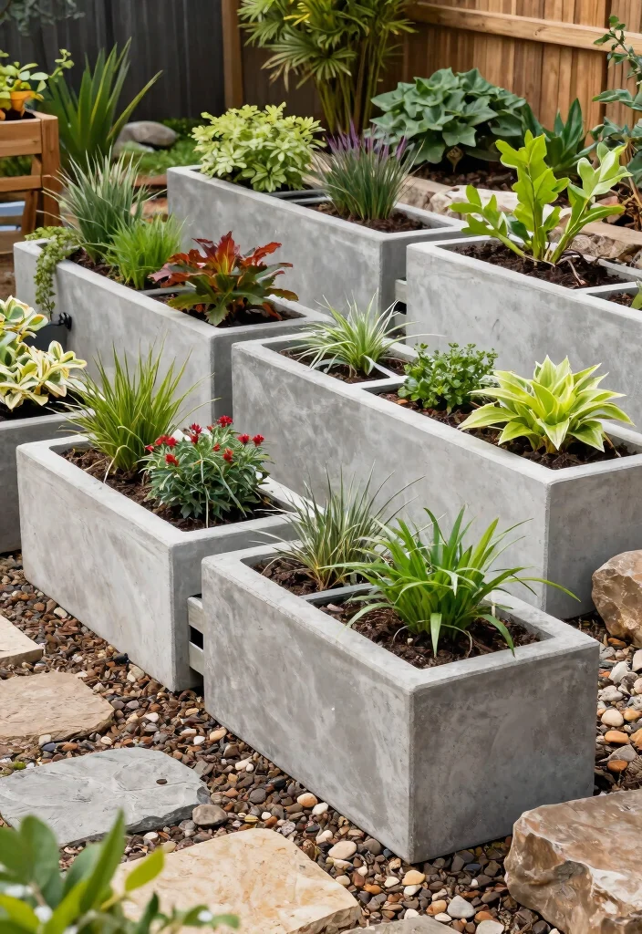 12 Concrete Planter Boxes That Don't Crack in Winter Freeze 9 12 Concrete Planter Boxes That Don't Crack in Winter Freeze - 8. Integrated Drainage Concrete Planters 1