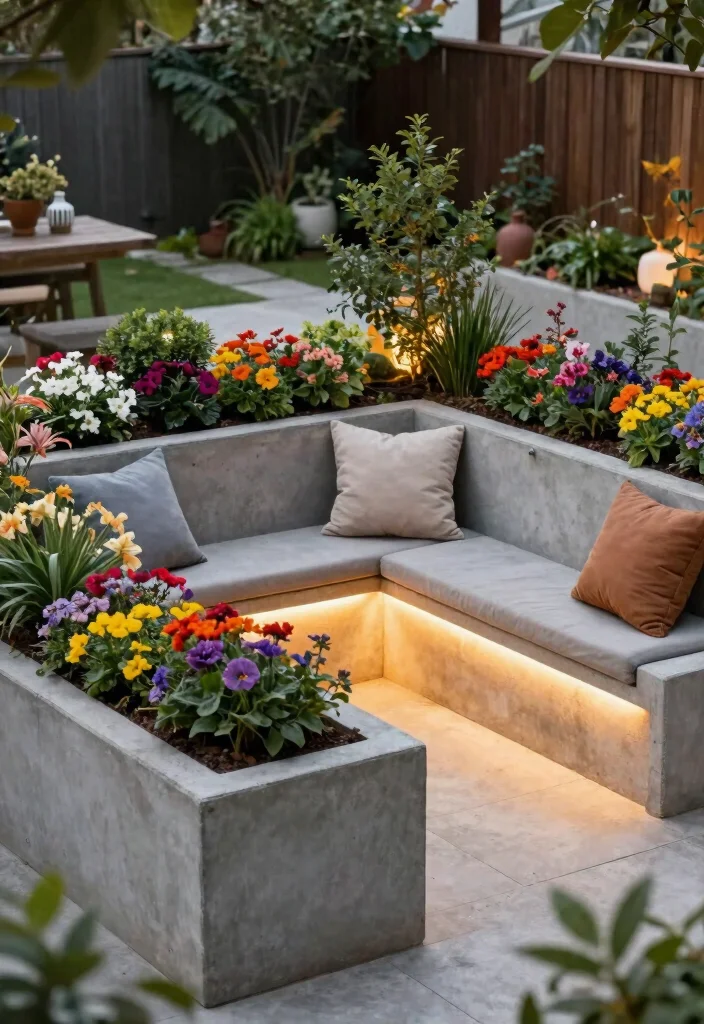 12 Concrete Planter Boxes That Don't Crack in Winter Freeze 10 12 Concrete Planter Boxes That Don't Crack in Winter Freeze - 9. Concrete Planters with Built-in Seats 1