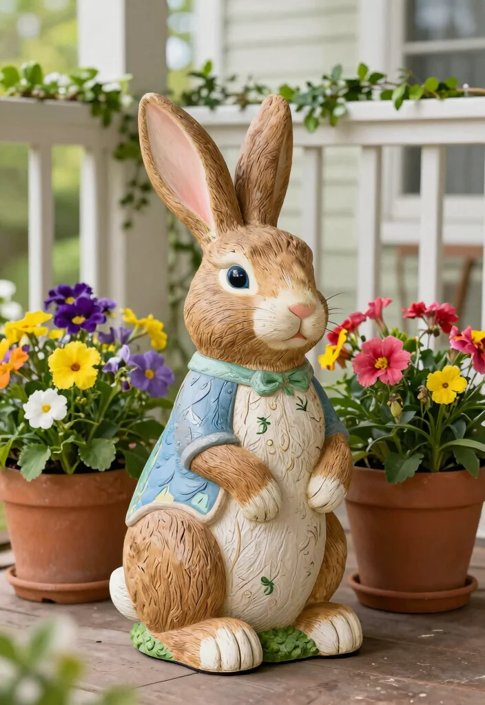 12 Easter Porch Decor Ideas That Survive Wind and Rain 3 12 Easter Porch Decor Ideas That Survive Wind and Rain - 2. Durable Garden Statues 1