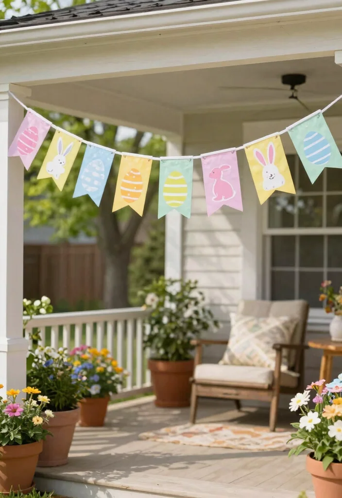 12 Easter Porch Decor Ideas That Survive Wind and Rain 4 12 Easter Porch Decor Ideas That Survive Wind and Rain - 3. Vibrant Easter Banners 1