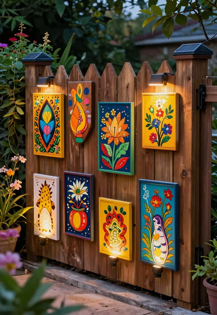 12 Fence Lighting Ideas That Install Without Drilling or Wiring 10 12 Fence Lighting Ideas That Install Without Drilling or Wiring - 9. Decorative Wall Art with Solar Lights 1
