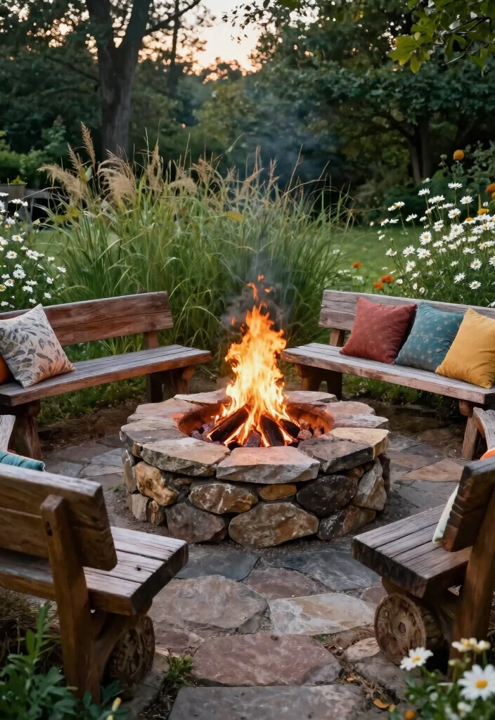 12 Rustic Backyard Fire Pit Ideas That Look High-End on a Budget 2 12 Rustic Backyard Fire Pit Ideas That Look High-End on a Budget - 1. DIY Stone Circle Fire Pit 1
